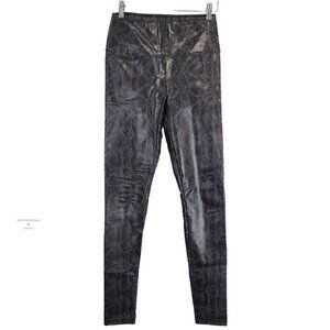 7 For All Mankind Faux Leather Snake Print Leggings Womens XS Gray Black Pull On